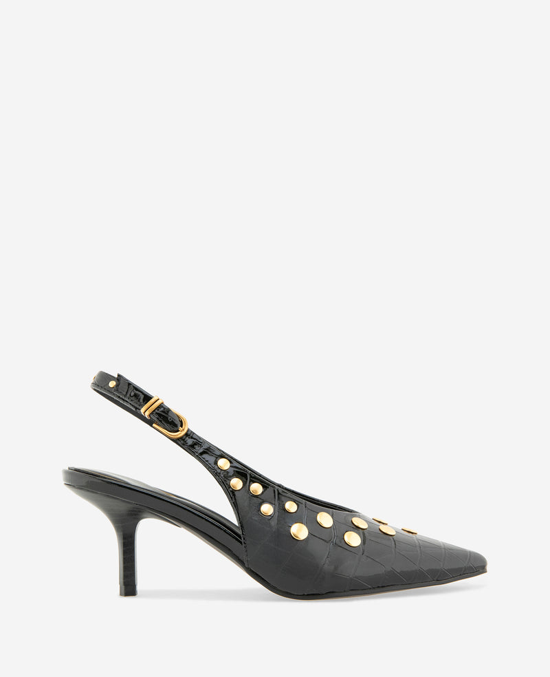 Kenneth Cole - Ulysses Croco Patent Stud Slingback WOMENS HEELS for Women