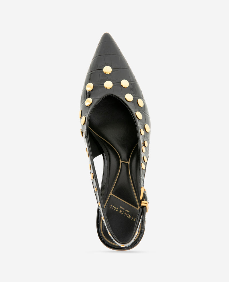 Kenneth Cole - Ulysses Croco Patent Stud Slingback WOMENS HEELS for Women