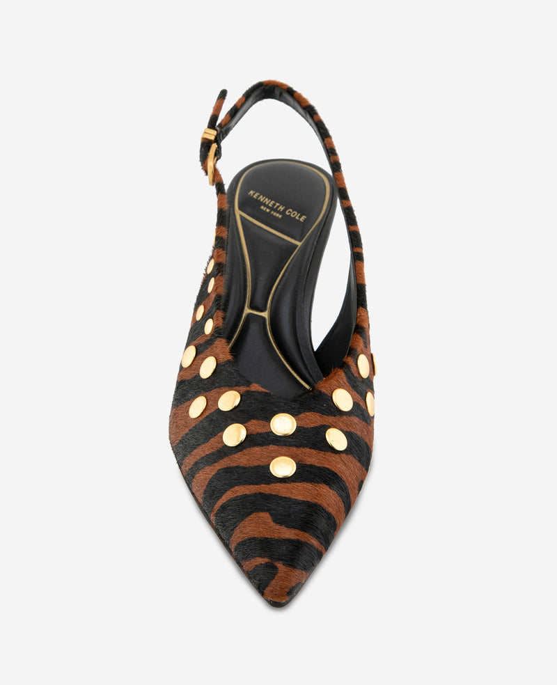 Kenneth Cole - Ulysses Tiger Calf Hair Studded Slingback Heel WOMENS HEELS for Women