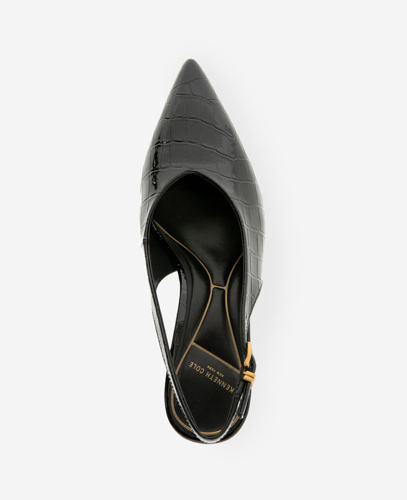 Kenneth Cole - Ulysses Croco Patent Slingback Heel WOMENS HEELS for Women