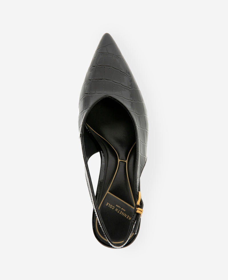 Kenneth Cole - Ulysses Croco Patent Slingback Heel WOMENS HEELS for Women