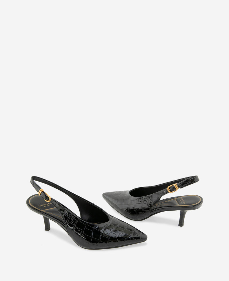 Kenneth Cole - Ulysses Croco Patent Slingback Heel WOMENS HEELS for Women