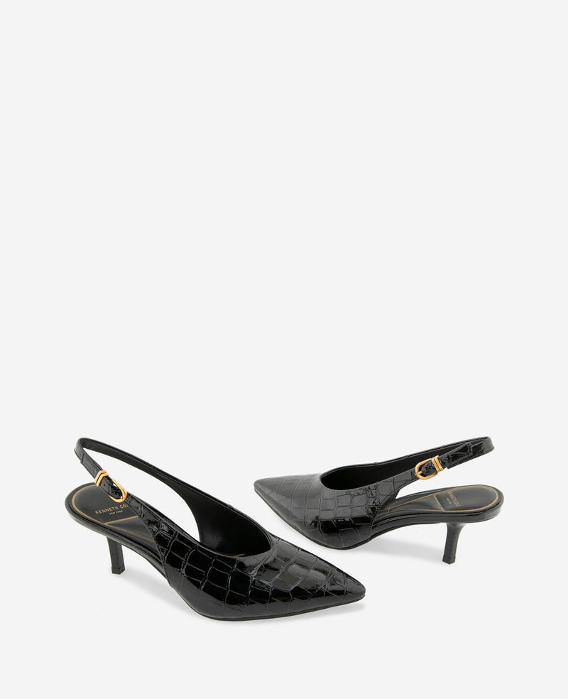 Kenneth Cole - Ulysses Croco Patent Slingback Heel WOMENS HEELS for Women