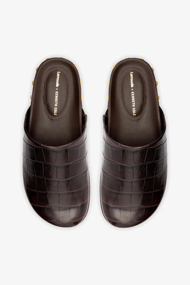 Kenneth Cole - Larroudé x Kenneth Cole: Clog Dark Oak Croco Leather Clog