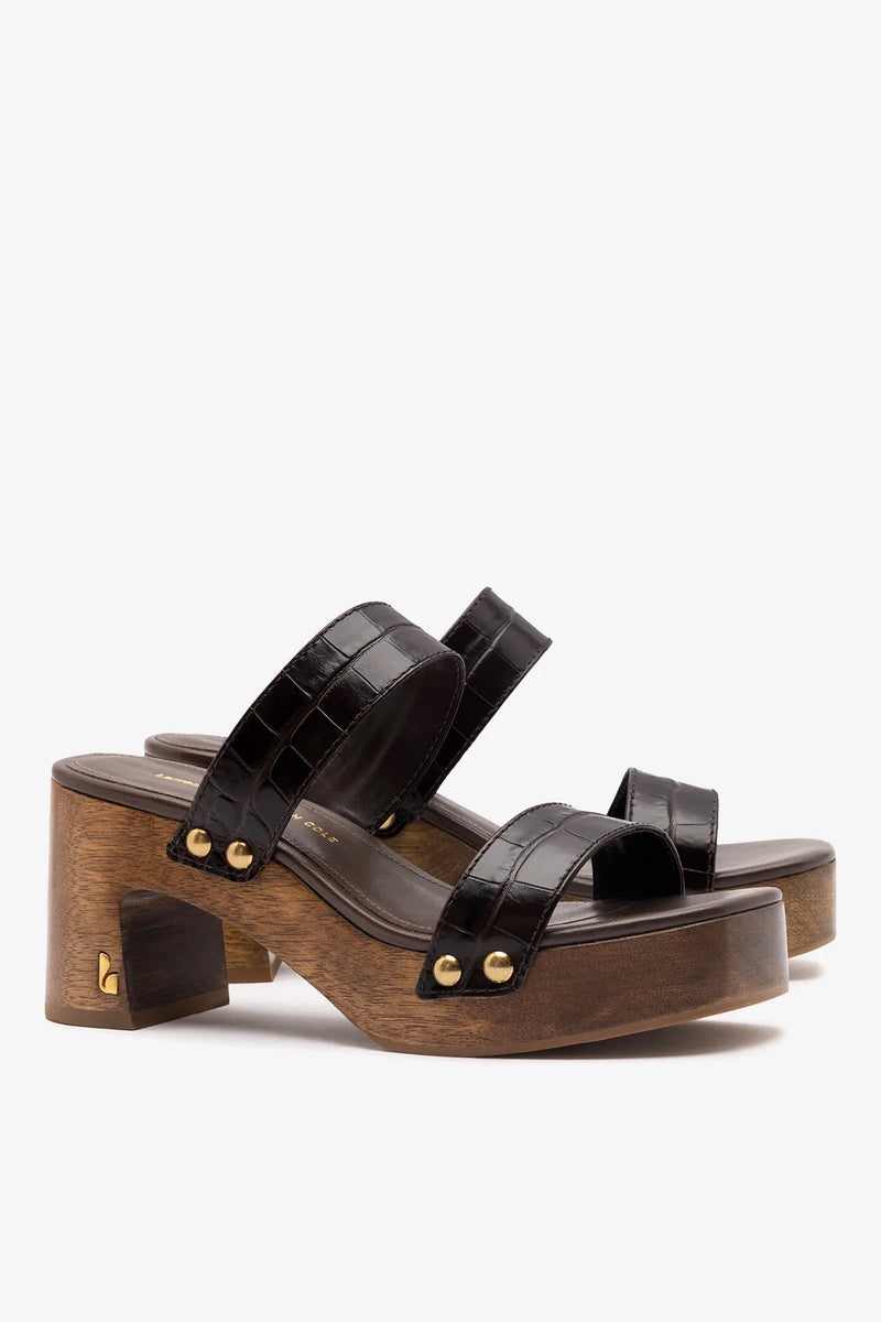 Kenneth Cole - Larroudé x Kenneth Cole: Sandal Dark Oak Croco Leather Sandal