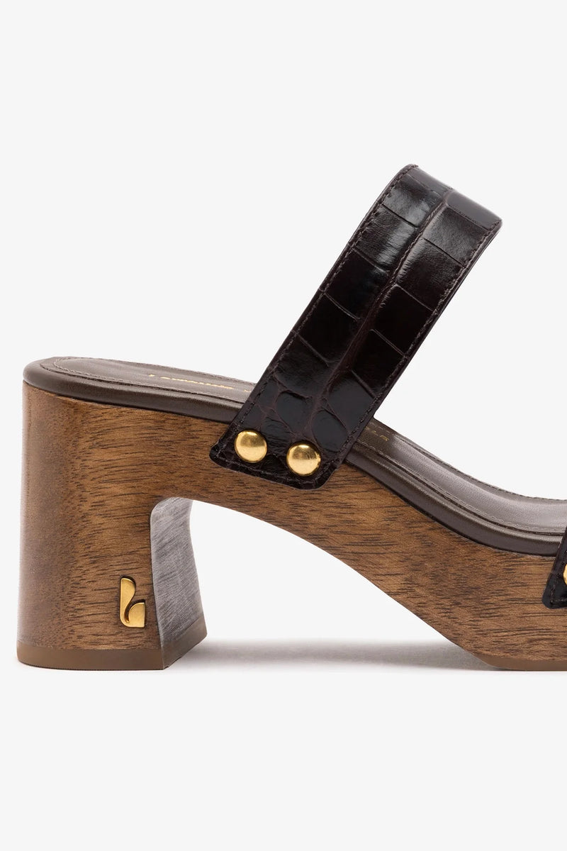 Kenneth Cole - Larroudé x Kenneth Cole: Sandal Dark Oak Croco Leather Sandal