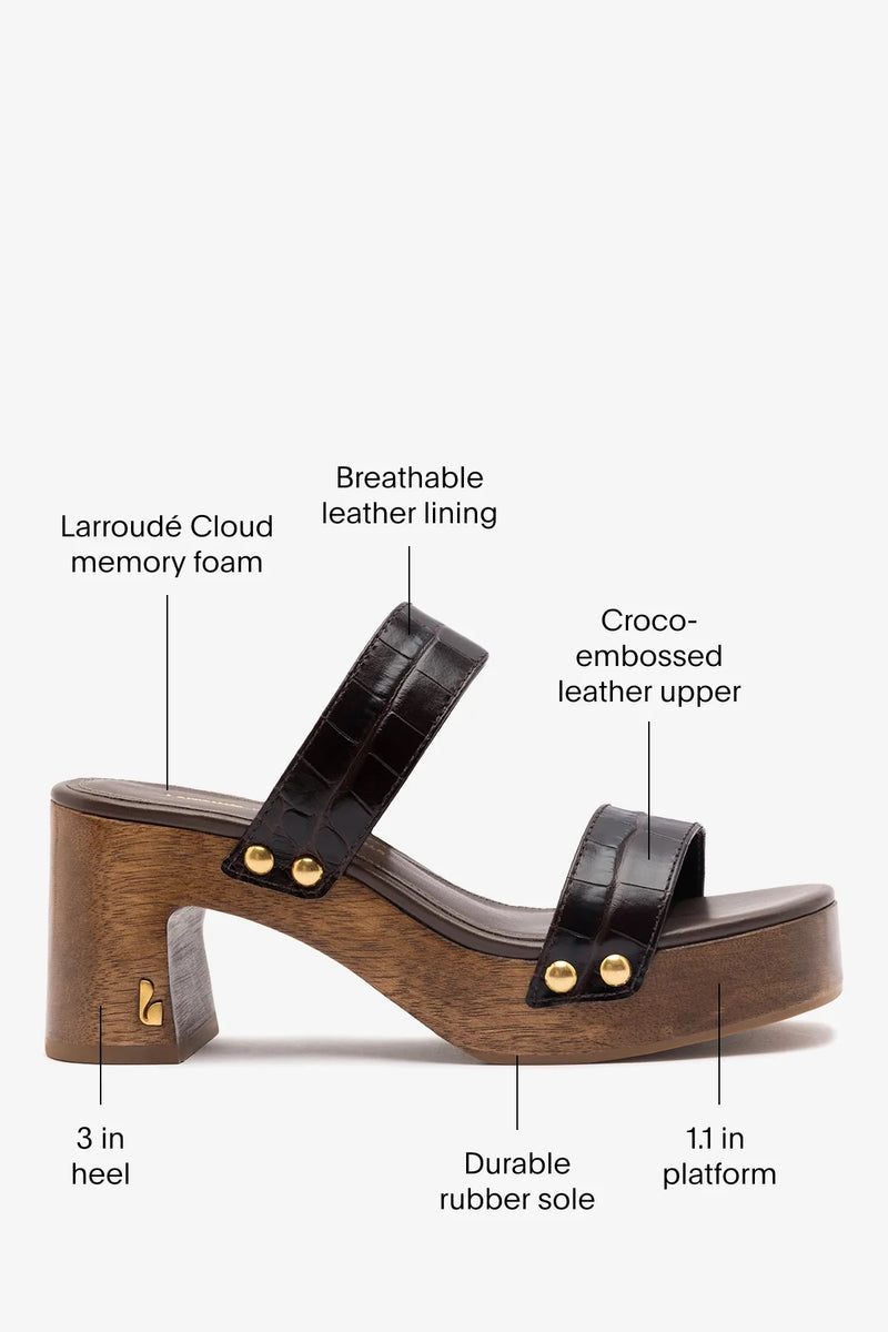 Kenneth Cole - Larroudé x Kenneth Cole: Sandal Dark Oak Croco Leather Sandal