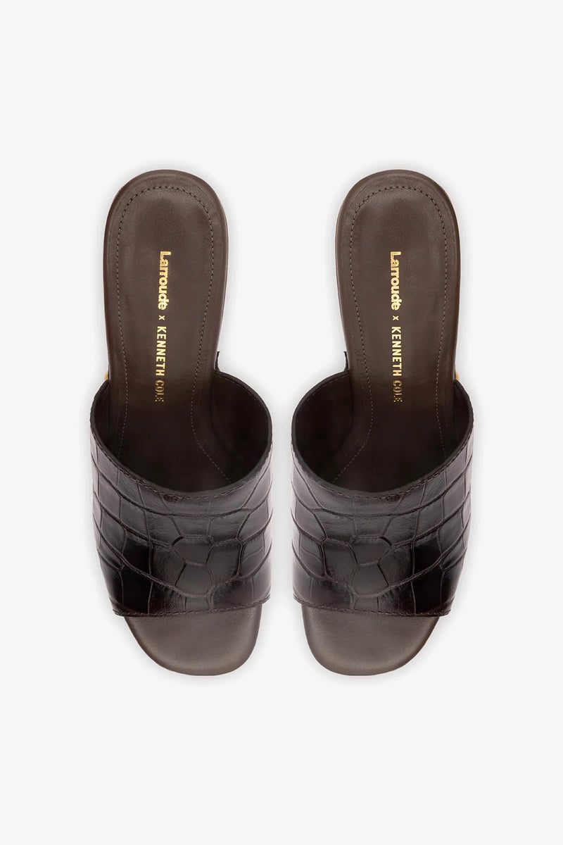 Kenneth Cole - Larroudé x Kenneth Cole: Mule Dark Oak Croco Leather Mule