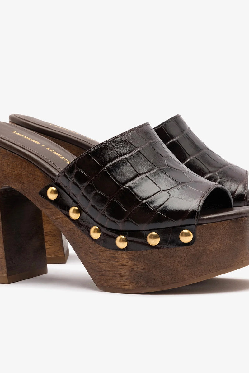 Kenneth Cole - Larroudé x Kenneth Cole: Mule Dark Oak Croco Leather Mule