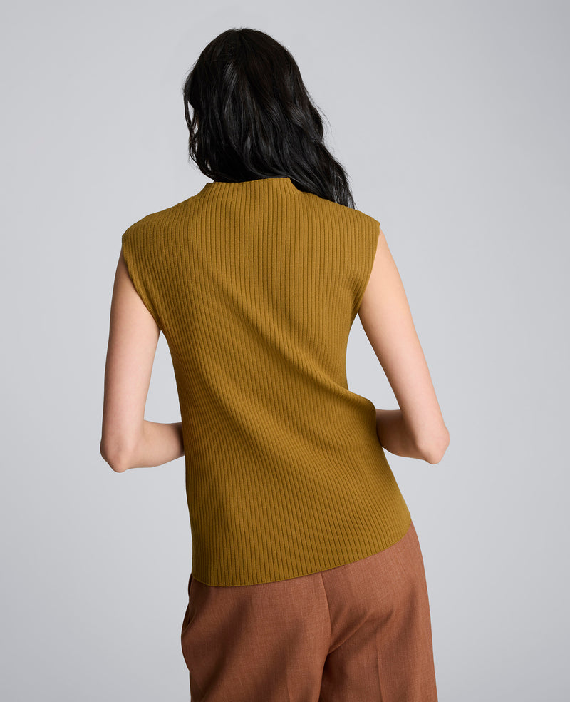 Kenneth Cole - Large Chevron Stitch Sleeveless Mock Neck Sweater WOMENS SWEATER for Women