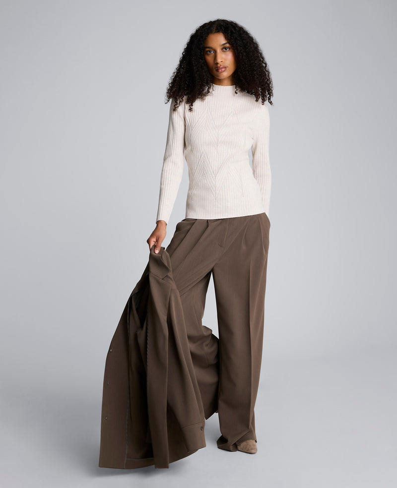 Kenneth Cole - Mock Neck Long Sleeve Rib Chevron Sweater WOMENS SWEATER for Women