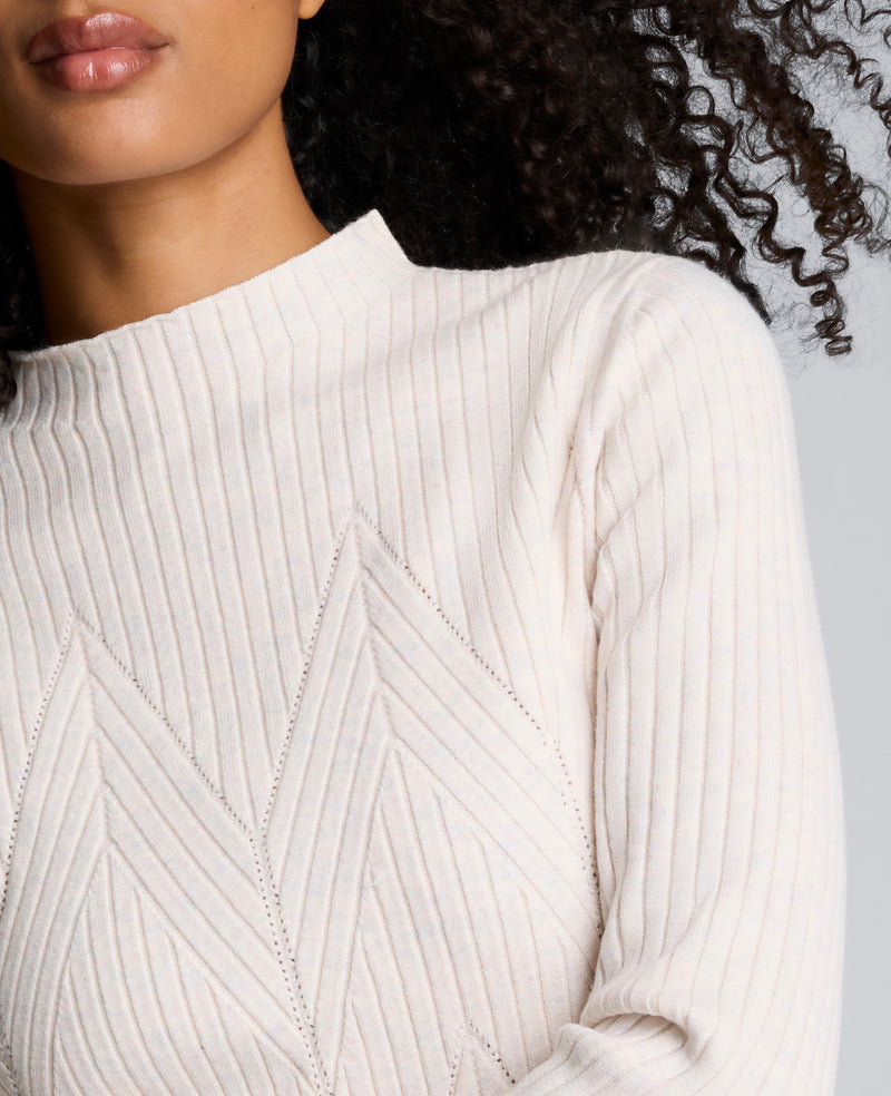 Kenneth Cole - Mock Neck Long Sleeve Rib Chevron Sweater WOMENS SWEATER for Women