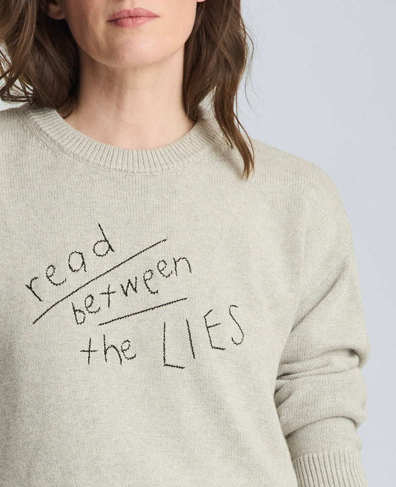 Kenneth Cole - Lingua Franca Read Between The Lies Unisex Cotton Crewneck Sweater Men's Apparel for Unisex