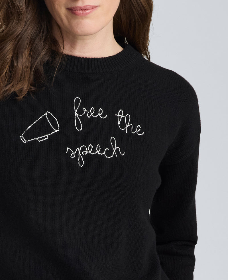 Kenneth Cole - Lingua Franca Free The Speech Unisex Cotton Crewneck Sweater Men's Apparel for Unisex