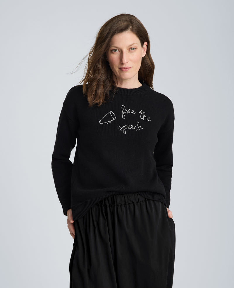 Kenneth Cole - Lingua Franca Free The Speech Unisex Cotton Crewneck Sweater Men's Apparel for Unisex