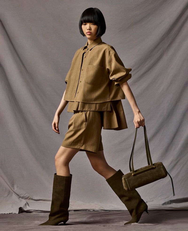 Kenneth Cole - Cropped Oversized Button Front Shirt WOMENS SHIRTS for Women
