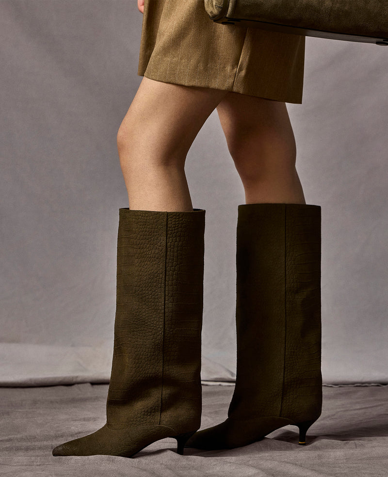 Kenneth Cole - Brisbane Croco Suede Tall Shaft Boot WOMENS BOOT for Women