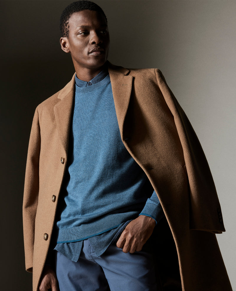 Kenneth Cole - Crewneck Sweater with Tipping Details MENS SWEATER for Men