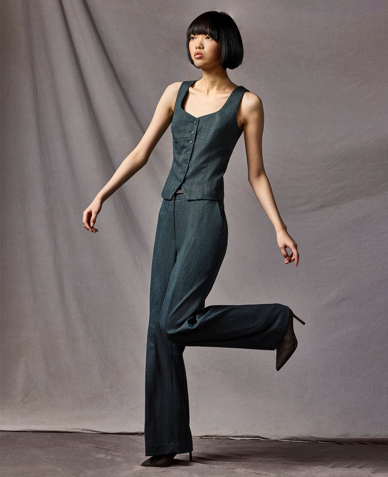 Kenneth Cole - High Rise Fly Front Flare Pant with Slit WOMENS PANTS for Women