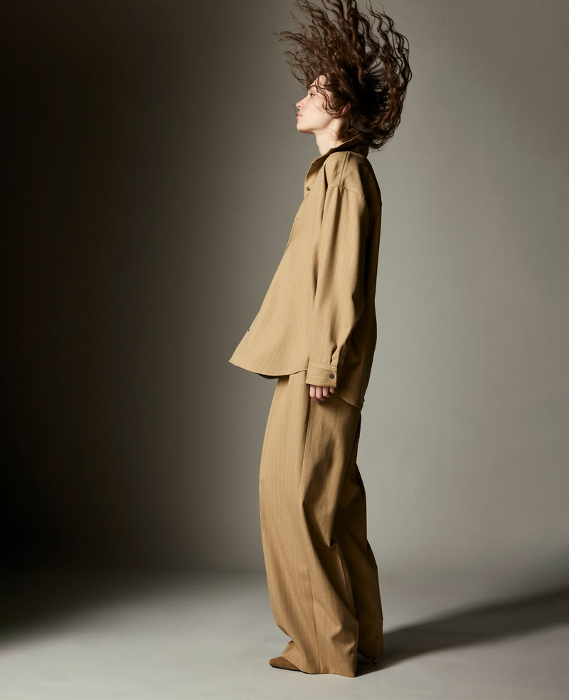 Kenneth Cole - Pinstripe High Rise Fly Front Double Pleat Wide Leg Pant WOMENS PANTS for Women