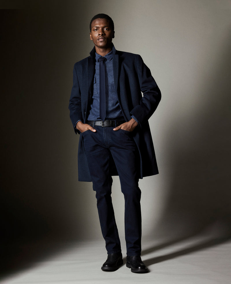 Kenneth Cole - Slim-Fit Organic Stretch Denim Two Pocket Shirt MENS DENIM for Men