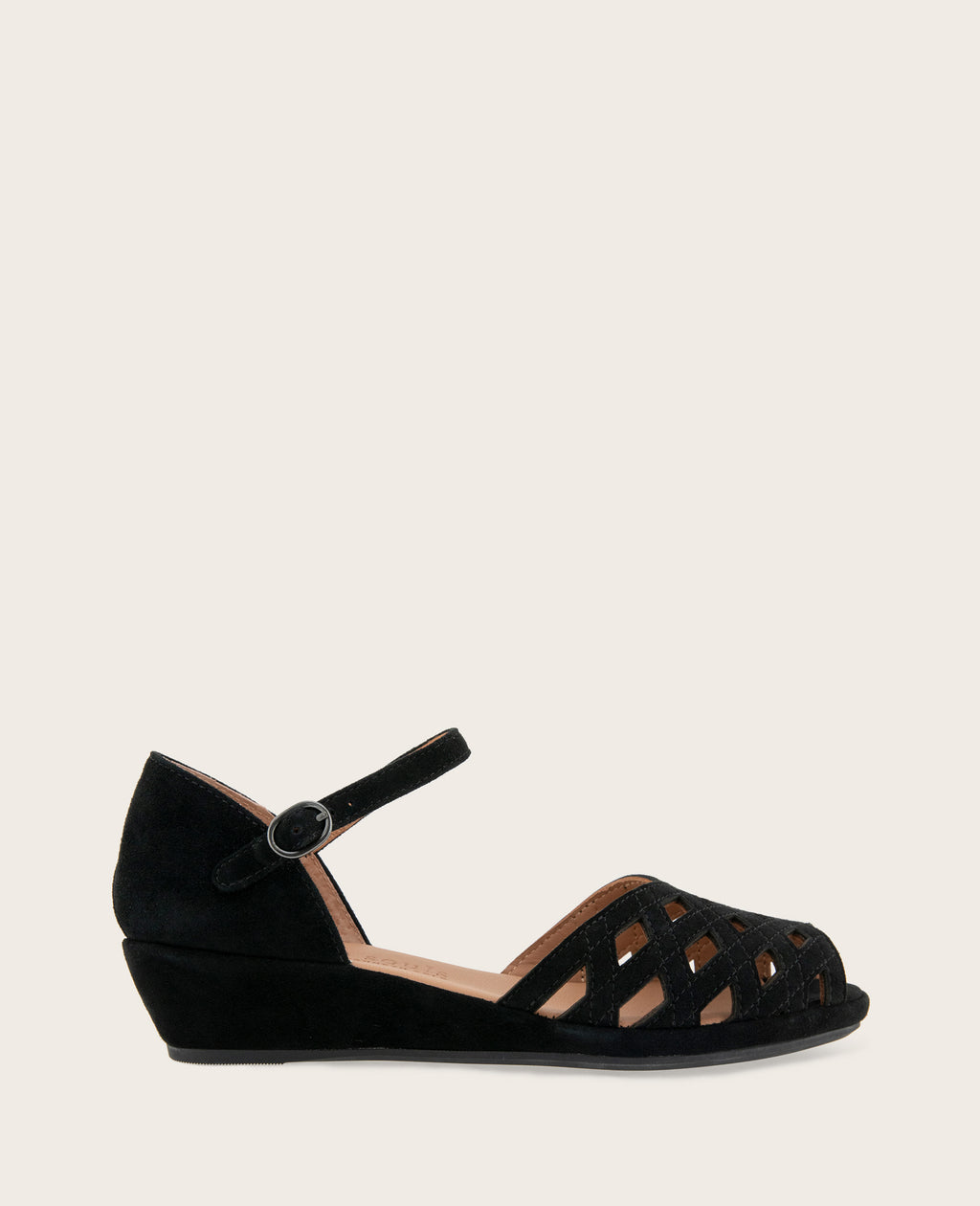 Kenneth Cole - GENTLE SOULS - Loren Suede Perforated Peep-Toe Sandal WOMENS FLAT for Women 