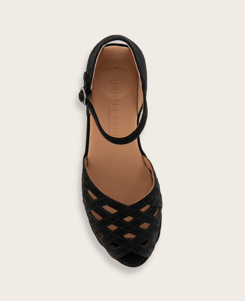 Kenneth Cole - GENTLE SOULS - Loren Suede Perforated Peep-Toe Sandal WOMENS FLAT for Women