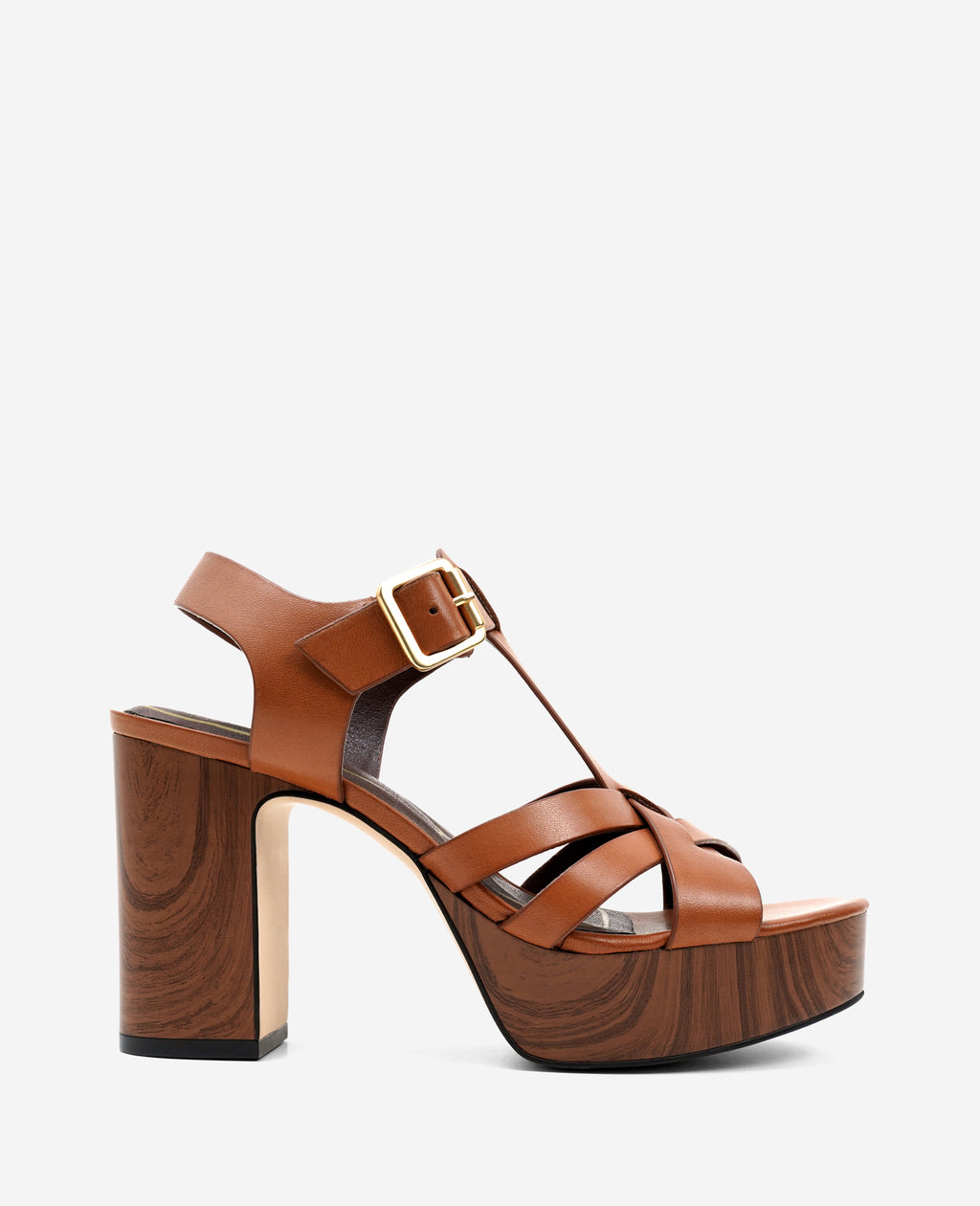 Kenneth Cole - Lotus Woven Leather T-Strap Wood Platform Sandal WOMENS HEELS for Women 