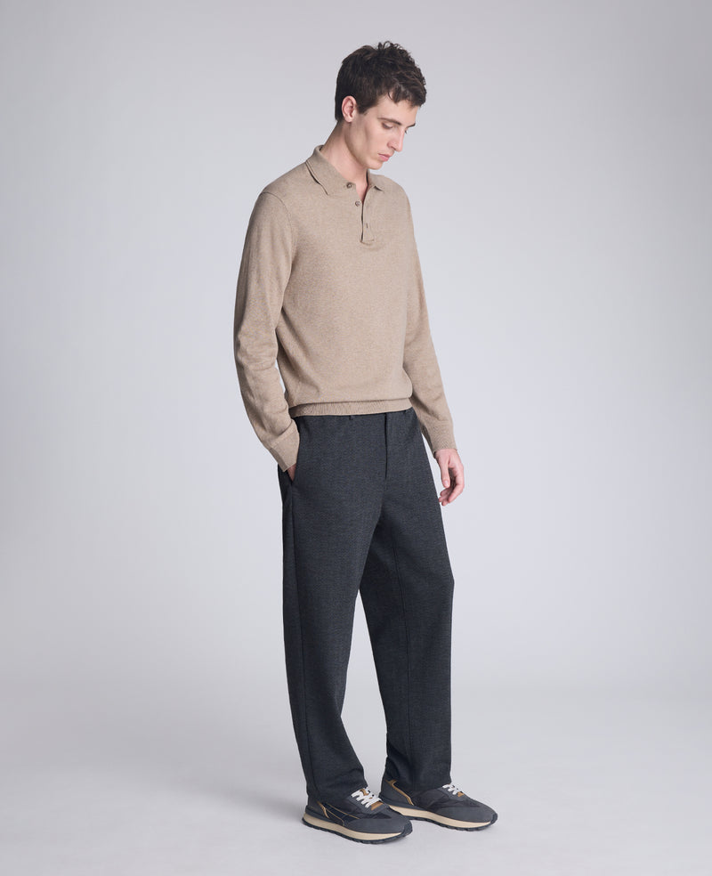 mens sweater over dress shirt Kenneth Cole Men's Long Sleeve Polo Sweater - LIGHT BROWN