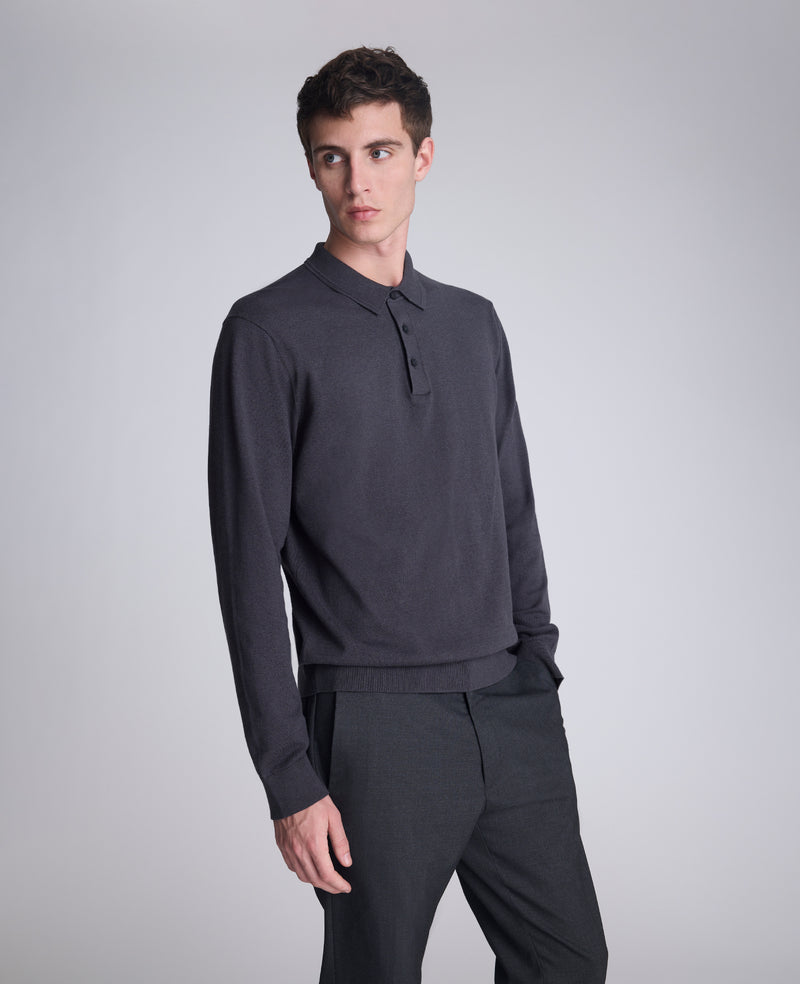 Kenneth Cole - Long Sleeve Button Sweater Polo MENS SWEATER for Men