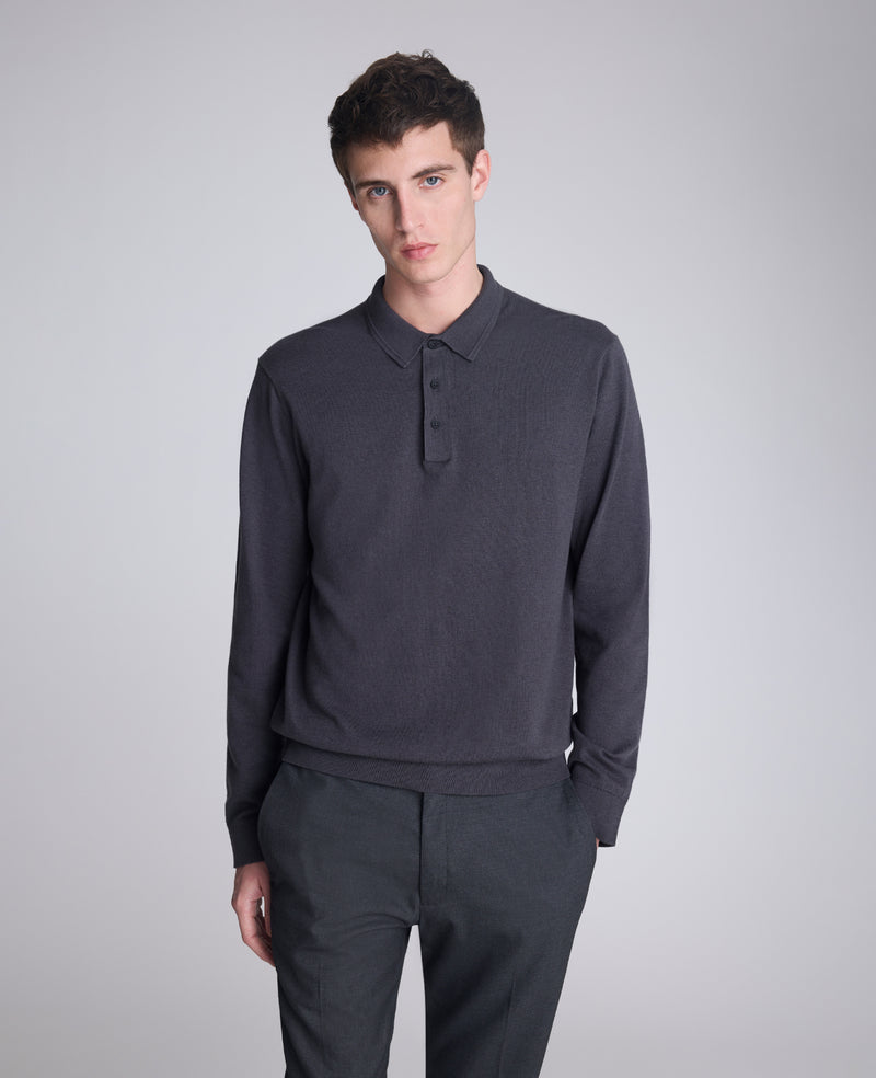 Kenneth Cole - Long Sleeve Button Sweater Polo MENS SWEATER for Men