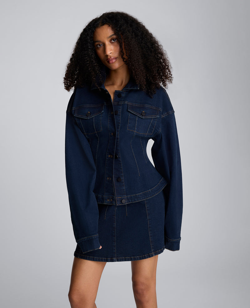 Kenneth Cole - Long Sleeve Denim Corset Trucker Jacket WOMENS DENIM for Women