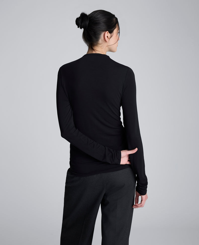 Kenneth Cole - Long Sleeve Center Front Rouched Mockneck Knit Top WOMENS KNITS for Women