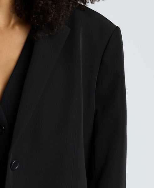 Luxe Twill Two Button Boyfriend Jacket