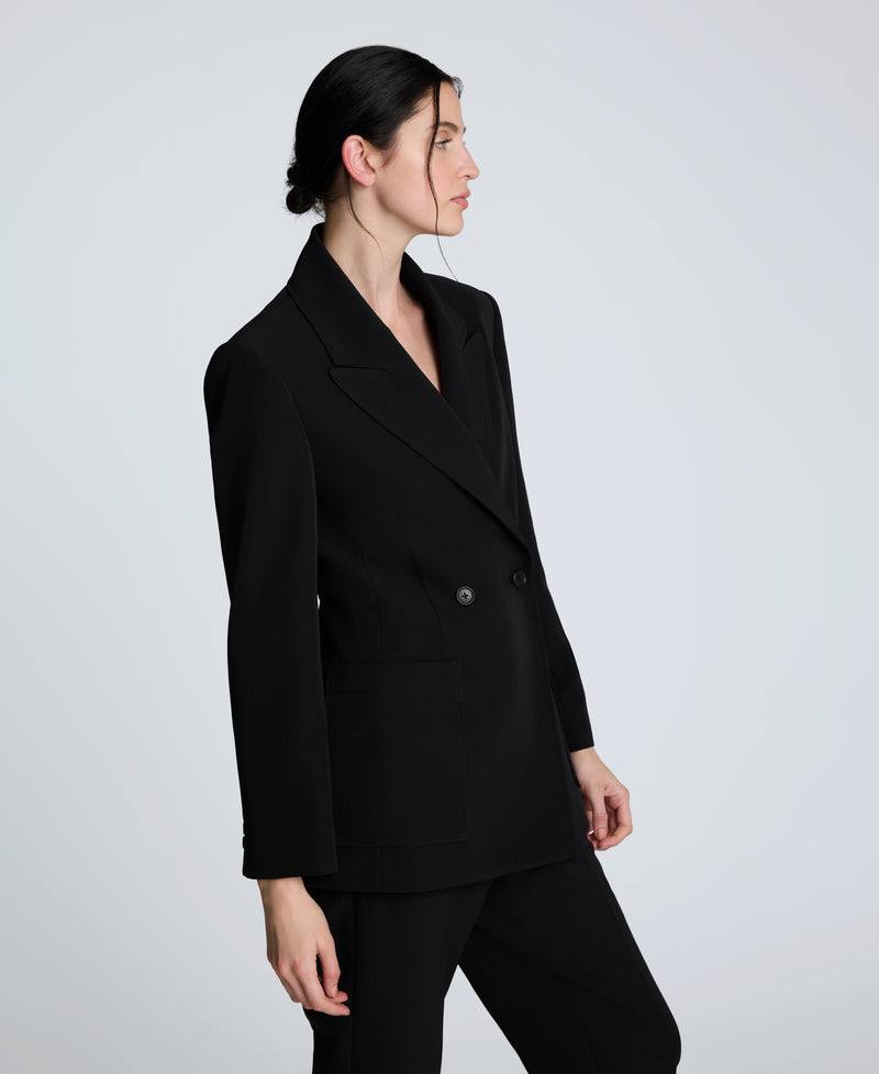 Kenneth Cole | Luxe Twill Double Breasted Jacket in Black Kenneth Cole | Luxe Twill Double Breasted Jacket in Black