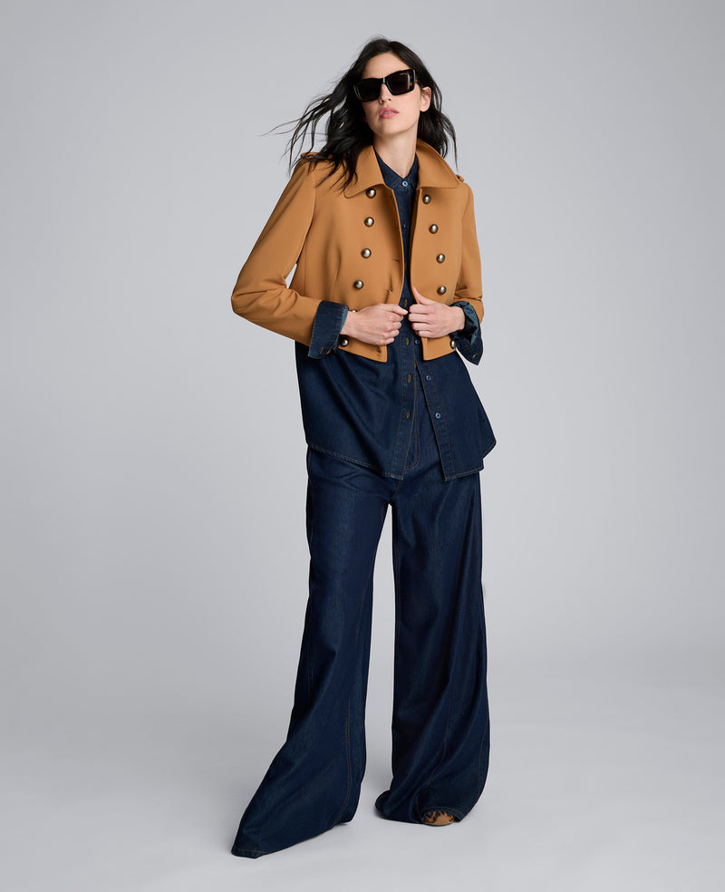 Luxe Twill Cropped Military Jacket