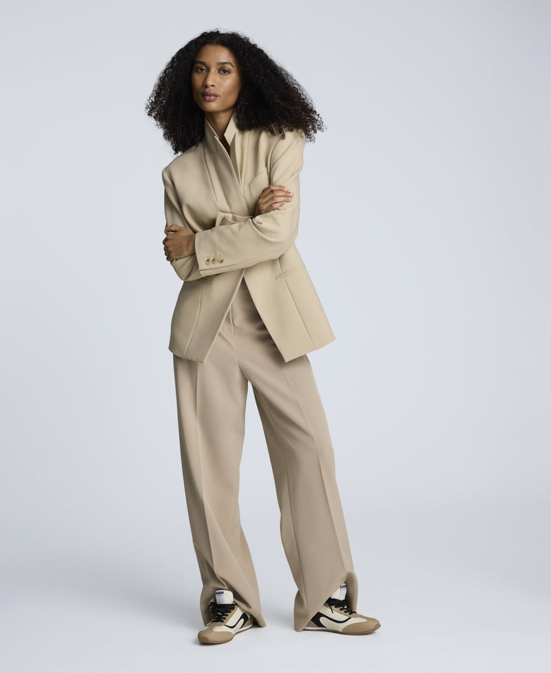 Kenneth Cole - Fly Front High Rise Wide Leg Boyfriend Pant WOMENS PANTS for Women