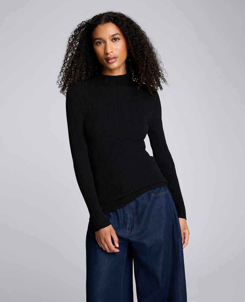 Long Sleeve Ribbed Mock Neck Sweater