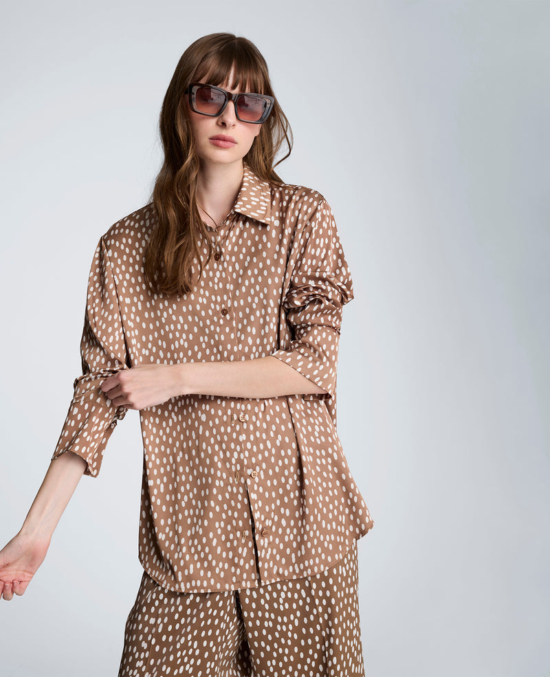 Kenneth Cole - Oversized Satin Button Front Shirt with Long Sleeves WOMENS TOPS for Women