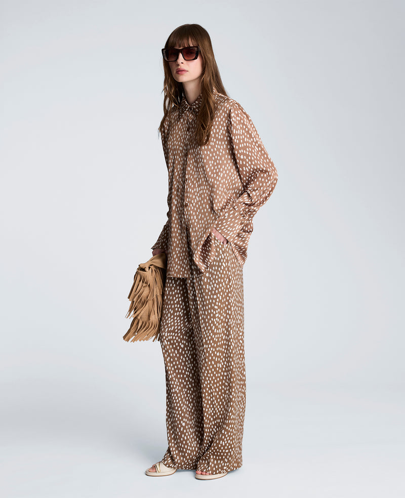 Kenneth Cole - Oversized Satin Button Front Shirt with Long Sleeves WOMENS TOPS for Women