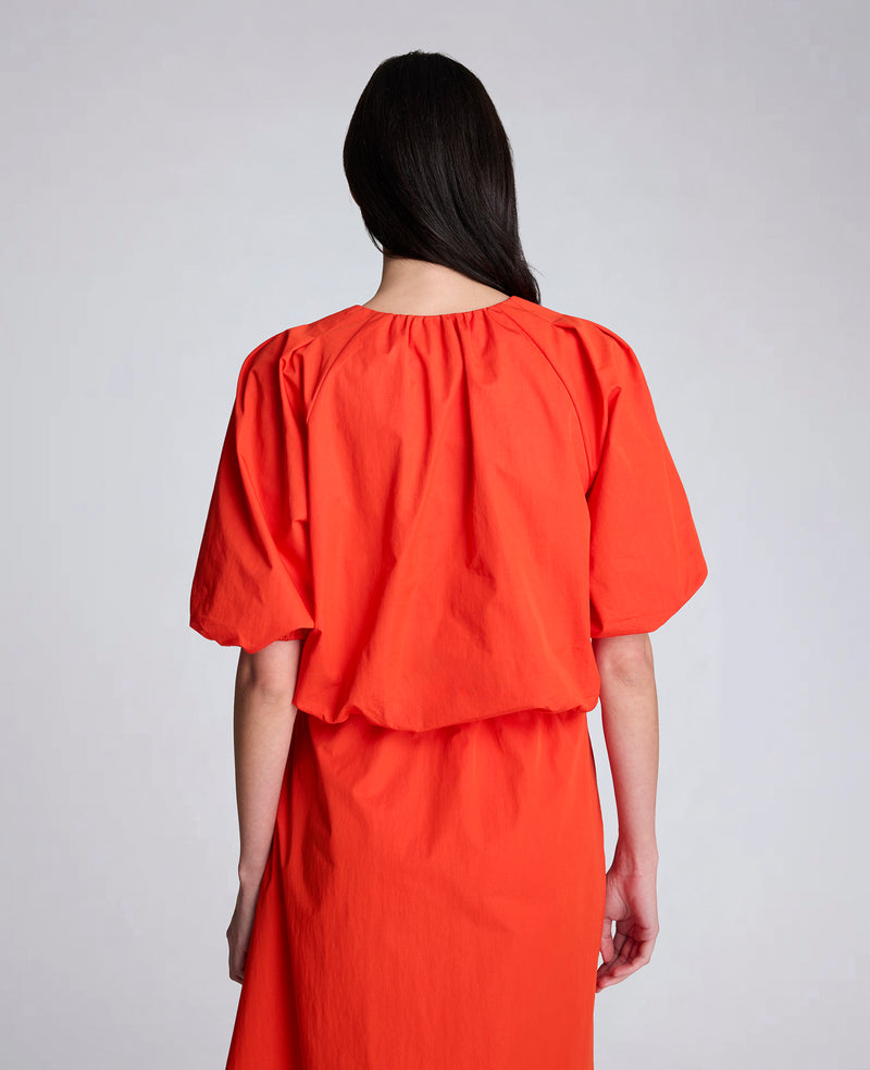 Kenneth Cole - Poplin Cropped Elastic Hem Shirt with Short Puff Sleeves WOMENS SHIRTS for Women