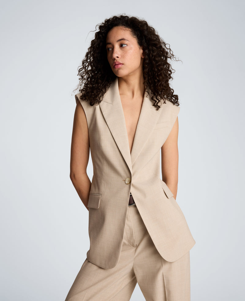 Kenneth Cole - Crosshatch Weave Open Back Vest with Strap WOMENS JACKET for Women