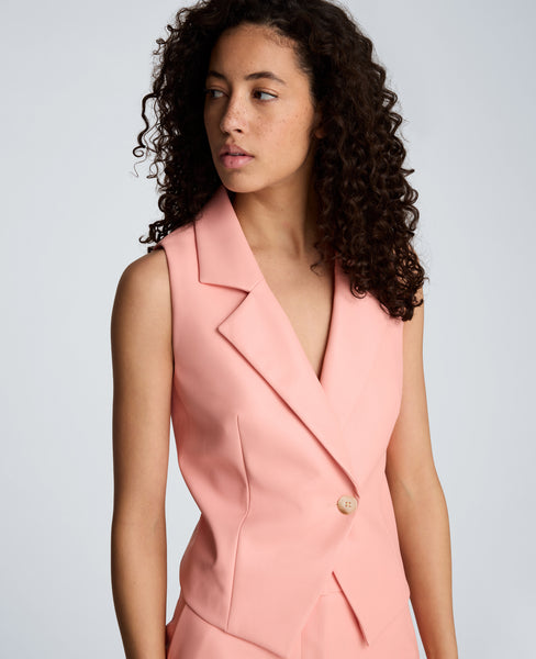 ☆かめ☆UNFOLK Peach brushed classic vest Vegan Leather Fitted One Button Notch Collar Vest