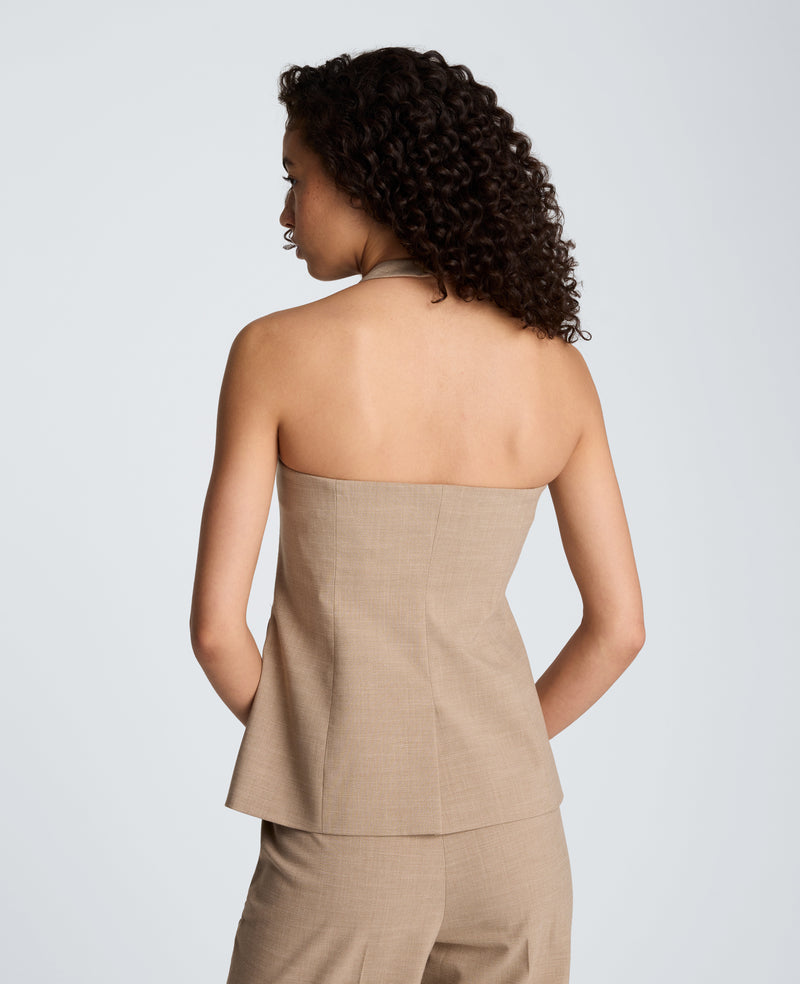 Kenneth Cole - Crosshatch Weave Four Button Halter Vest with Flap Pockets WOMENS JACKET for Women