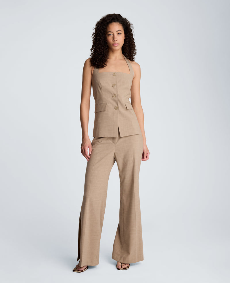 Kenneth Cole - Crosshatch Weave Four Button Halter Vest with Flap Pockets WOMENS JACKET for Women