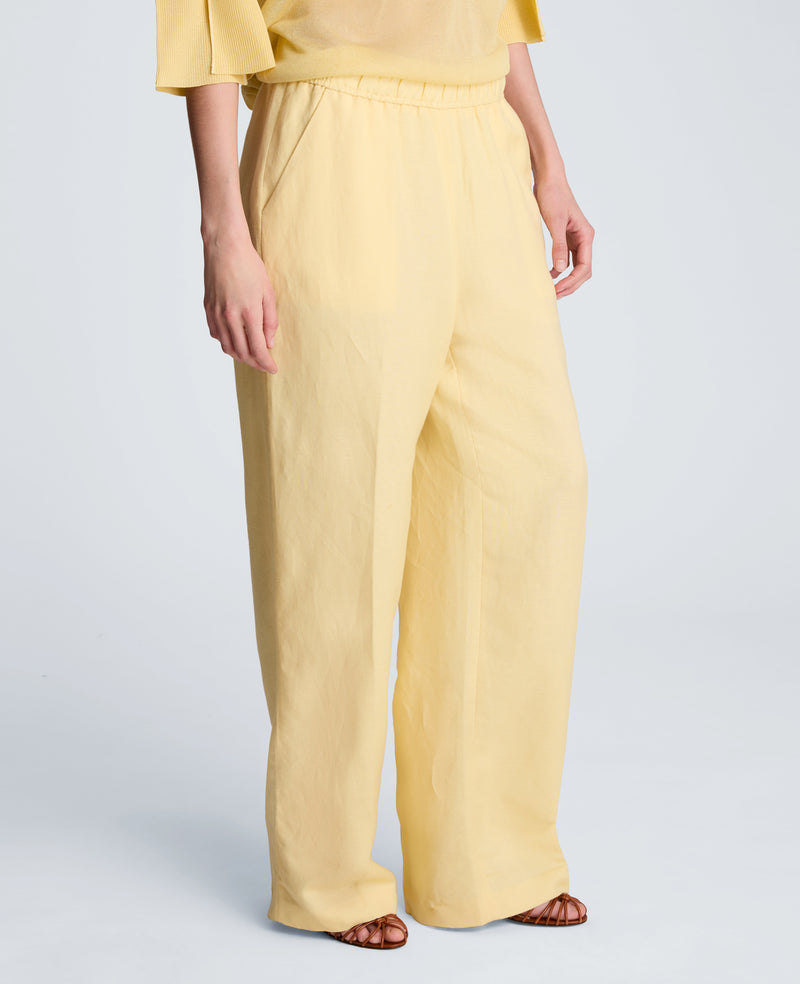 Kenneth Cole - Pull On Waistband Elastic Back Wide Leg Refined Linen Blend Pant WOMENS PANTS for Women