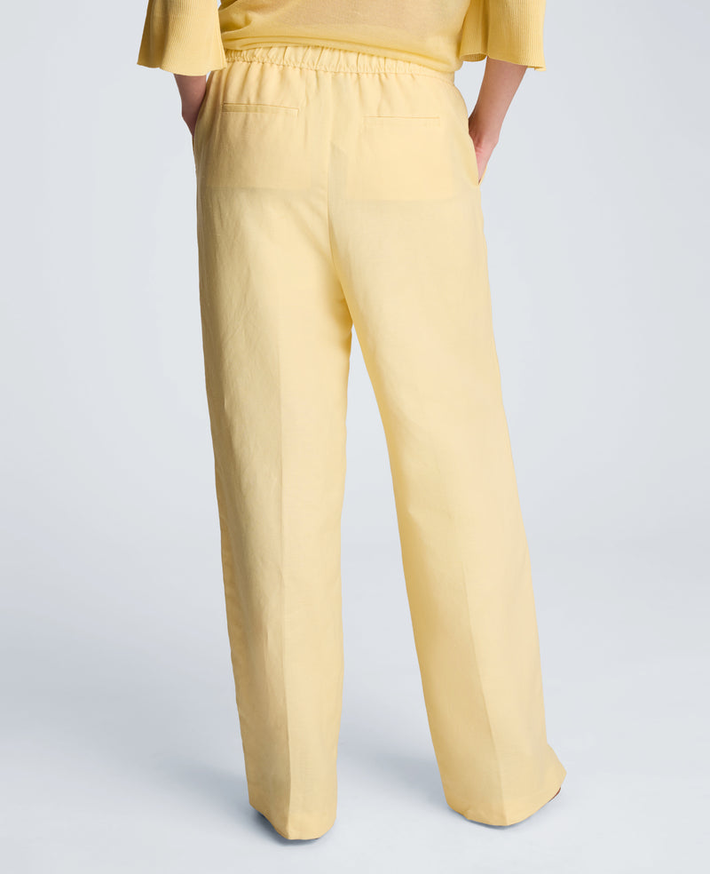 Kenneth Cole - Pull On Waistband Elastic Back Wide Leg Refined Linen Blend Pant WOMENS PANTS for Women