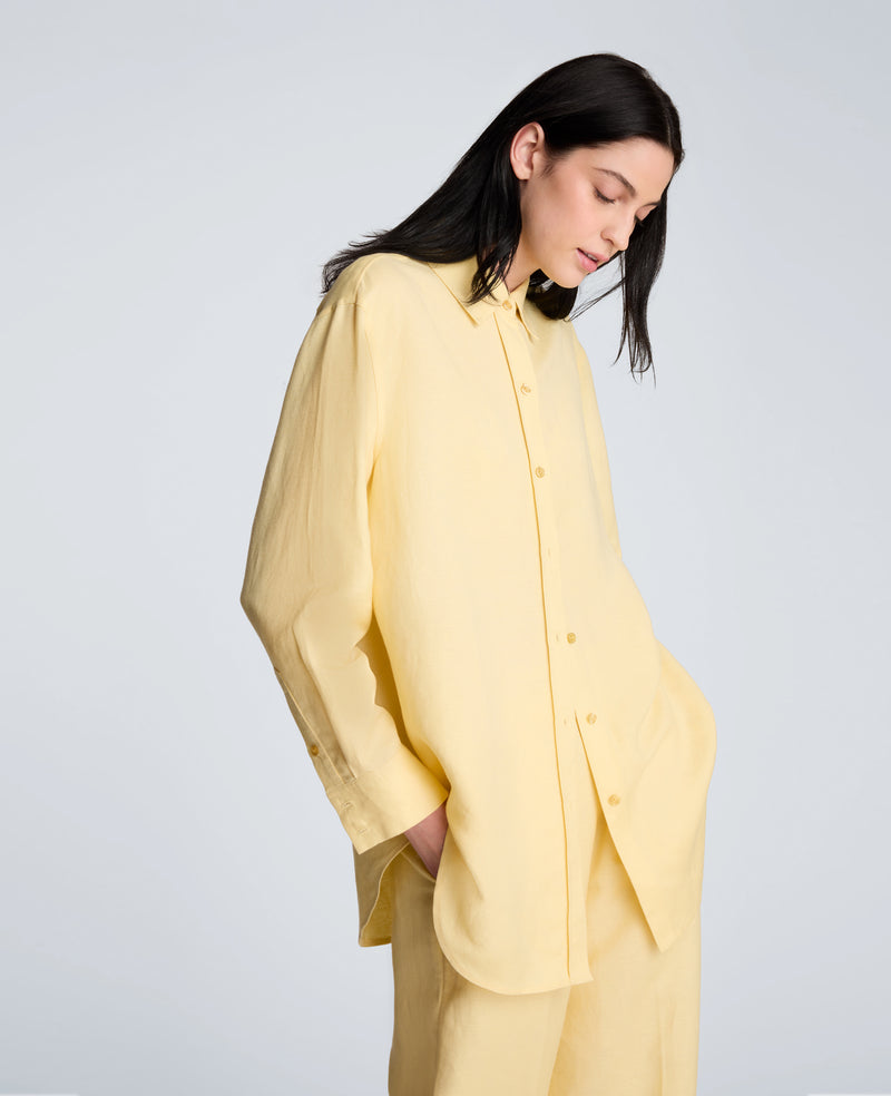 Kenneth Cole - Refined Linen Drop Shoulder Button Down Boyfriend Shirt WOMENS SHIRTS for Women