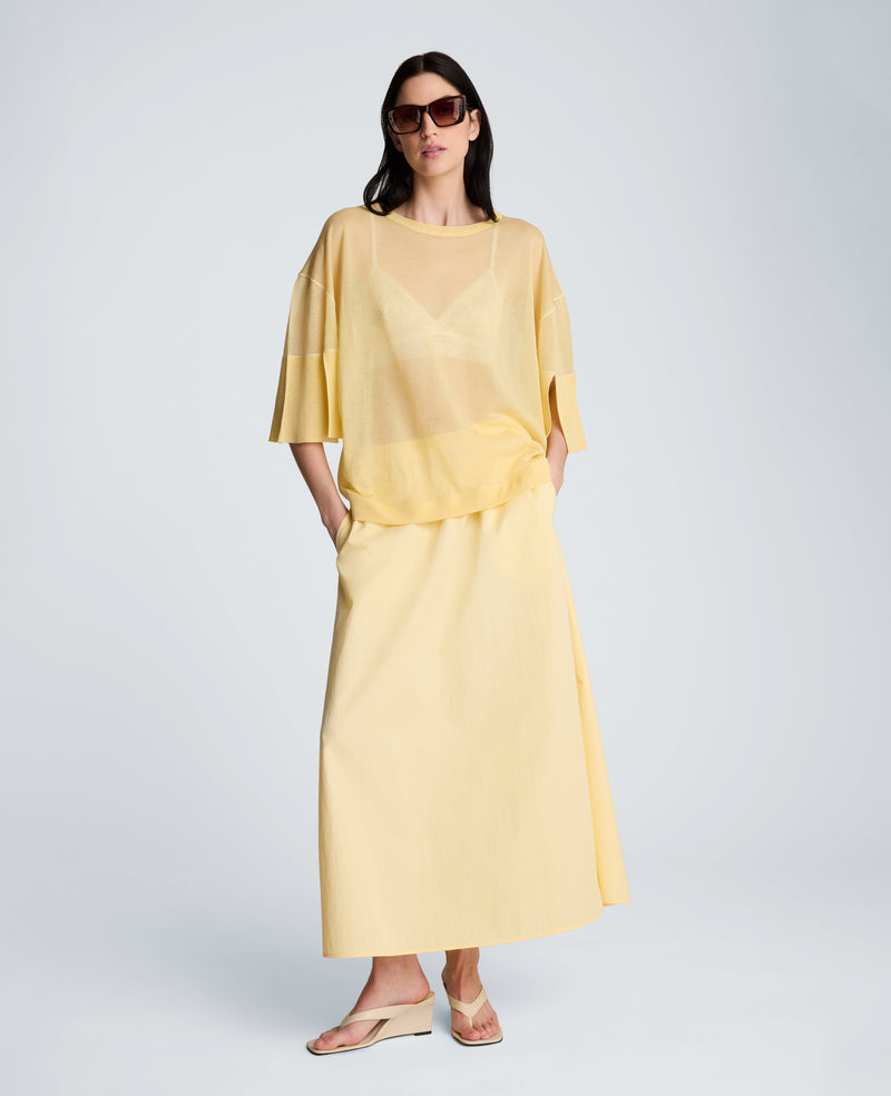 Kenneth Cole - Semi Sheer Crew Neck with Slit Sleeves WOMENS SWEATER for Women