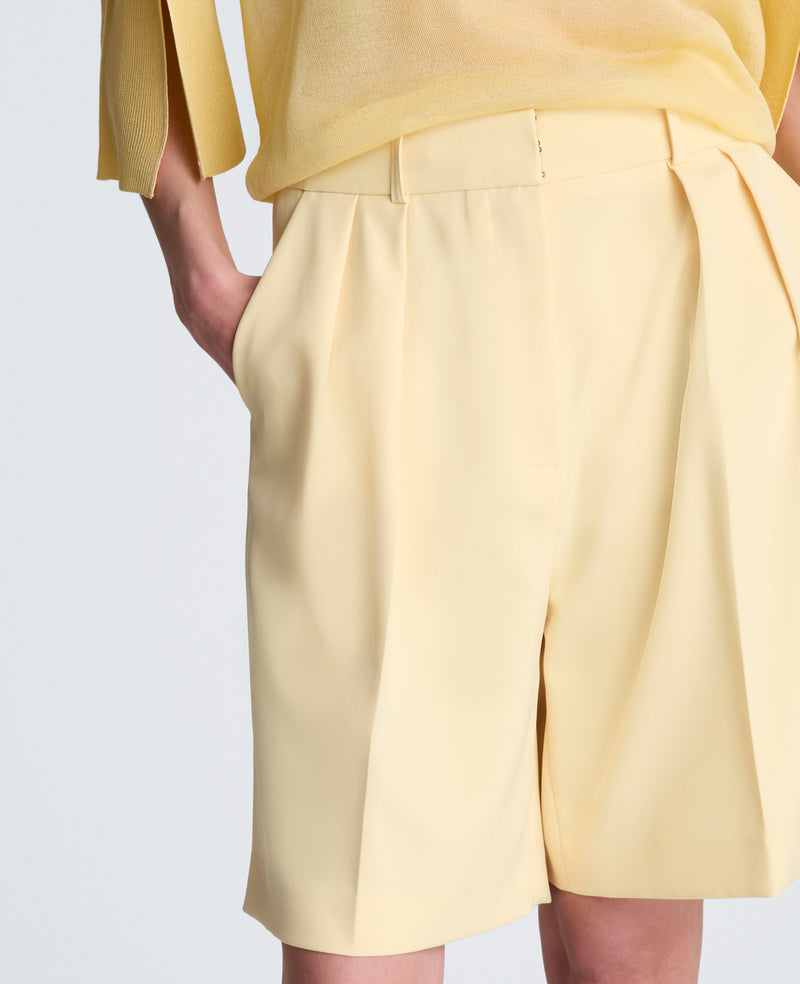 Vision Twill Fly Front High Rise Pleated Bermuda Short